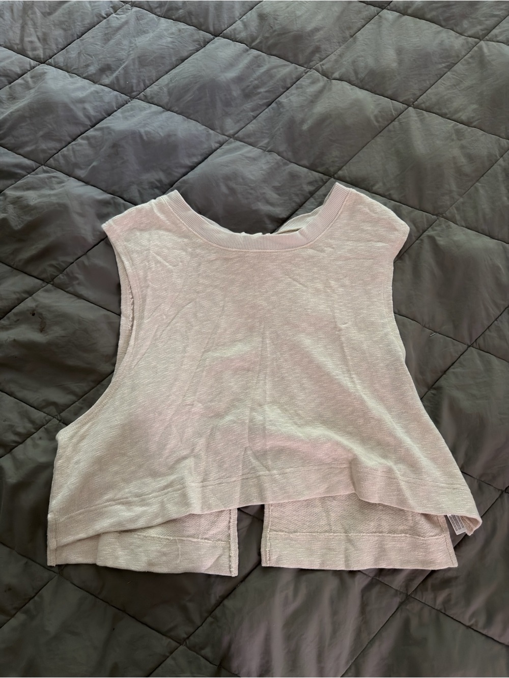 Free People Beach Button Back Top Tank Size L Cream Knit High Low